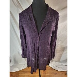 Only Hearts Helena Stuart Plum Purple Size Large Lace Collared Mini Dress